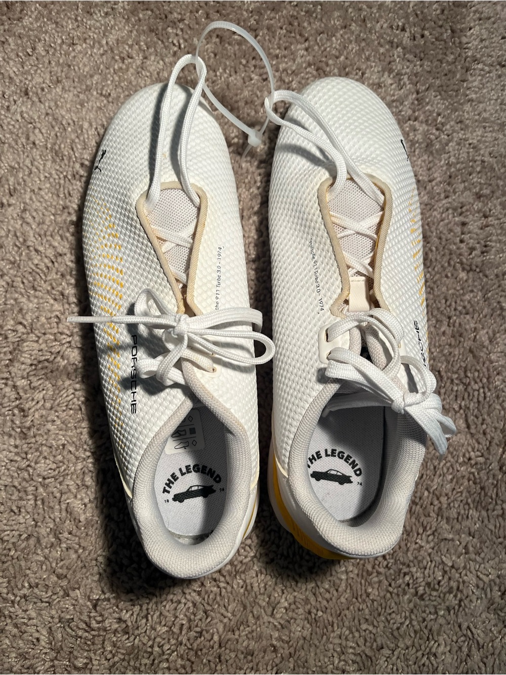White Porsche Sneakers  with Subtle Yellow Accents (puma)